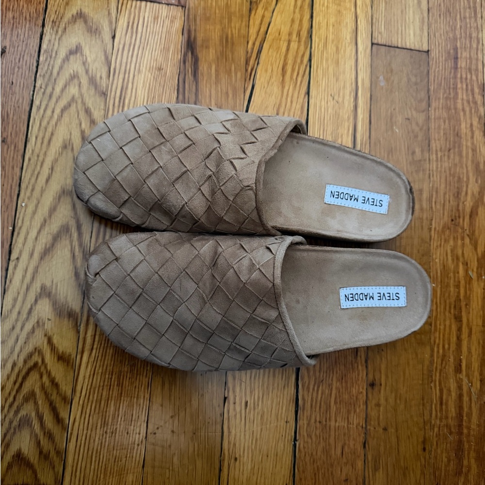 Steve Madden Suede Woven Slides